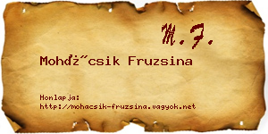Mohácsik Fruzsina névjegykártya